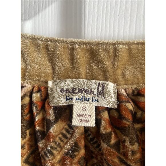 One World Womens Small Yellow Velour Tunic Top Goblincore Long Sleeve - Picture 2 of 8